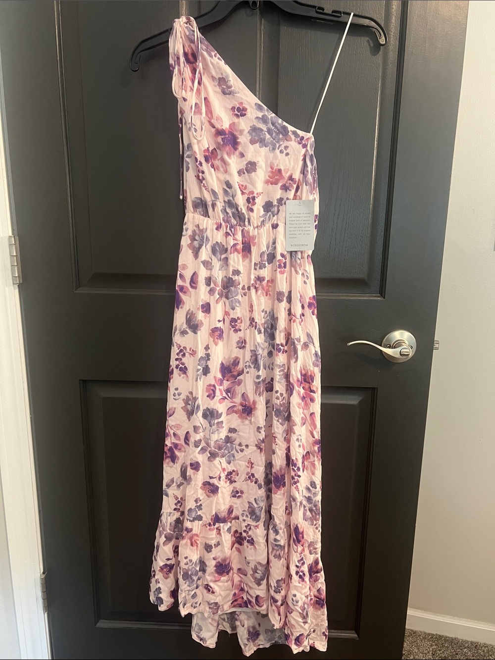 NWT One-Shoulder Pink & Purple Floral Maxi bridal baby shower Dress size M